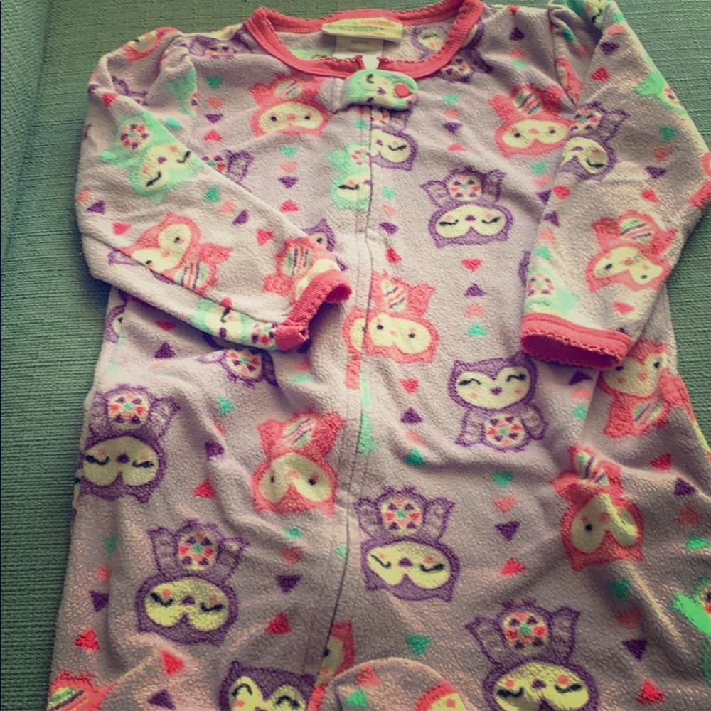 Peas and Carrots footed owl pajamas 4T